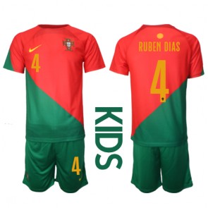 Portugal Ruben Dias #4 Domaci Dres za Dječji SP 2022 Kratak Rukavima (+ kratke hlače)